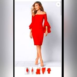 Off Shoulder Bell Sleeve Sz 12 knee length dress
